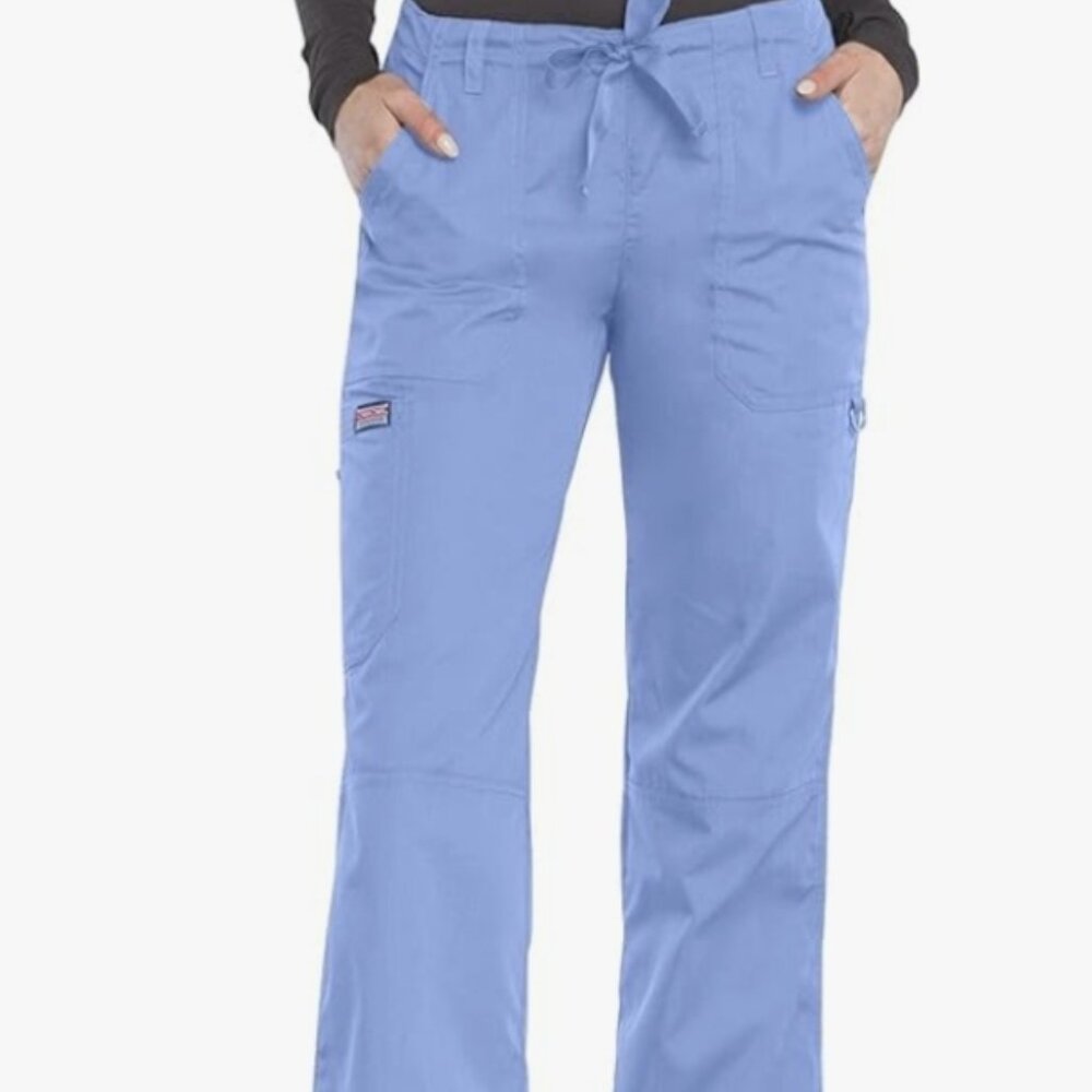 Cherokee Women's Scrubs Pants Low Rise Drawstring Cargo Straight Leg - Ciel Colo